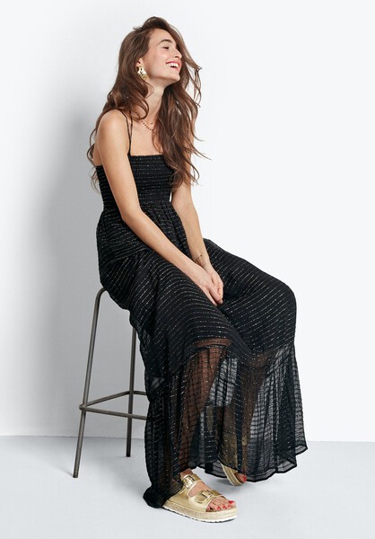 Metallic Shirred Dress