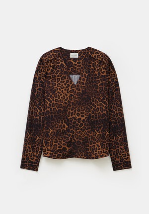 Printed V-Neck Blouse