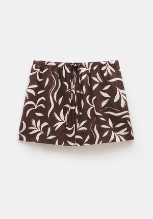 Printed Linen Blend Shorts