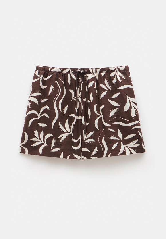 Printed Linen Blend Shorts