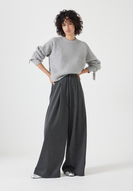 Tie and Buckle Detail Textured Knitted Jumper