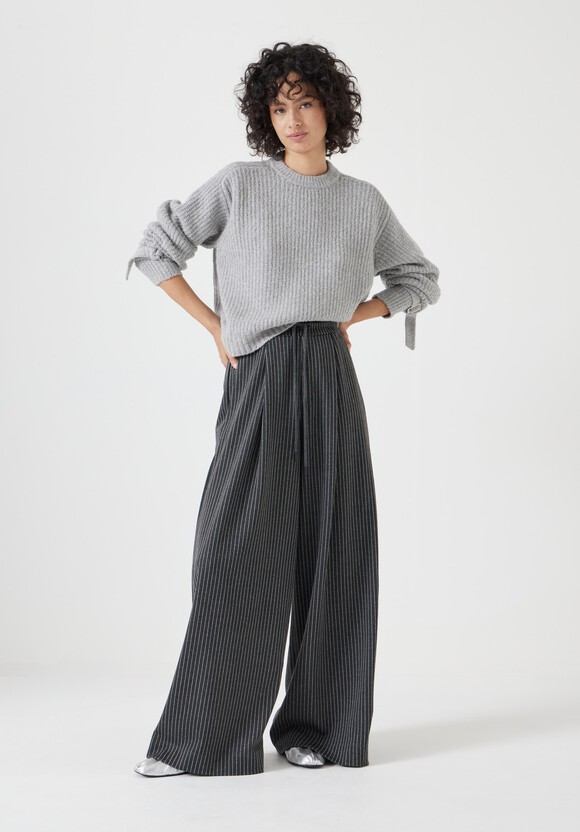 Tie and Buckle Detail Textured Knitted Jumper