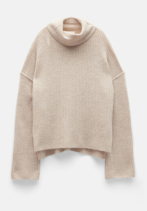 Keily Ribbed Roll Neck Wool Blend Jumper