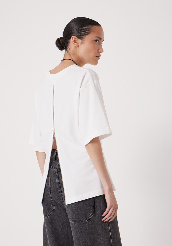 Zip Back Cotton T-Shirt