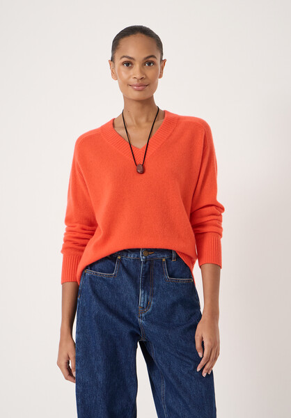Colette Cashmere V-Neck Saddle Sleeve Jumper
