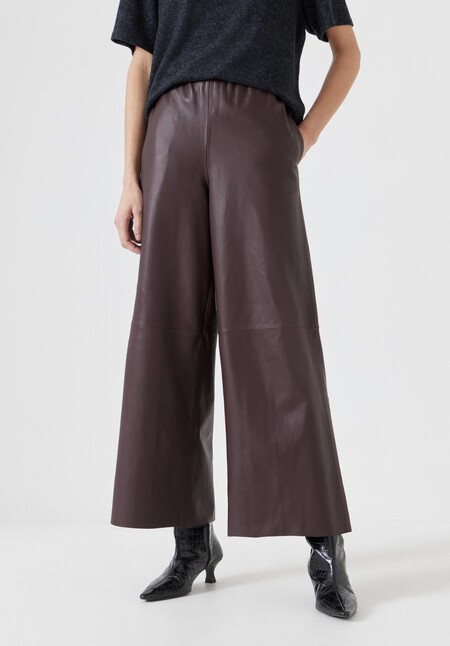 Leather Cropped Wide Leg Trousers