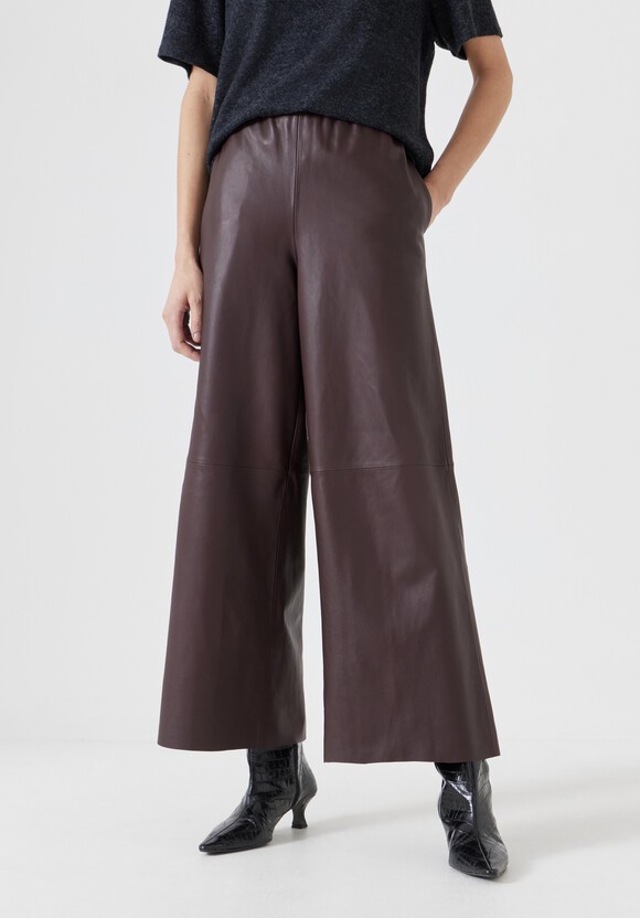 Leather Cropped Wide Leg Trousers