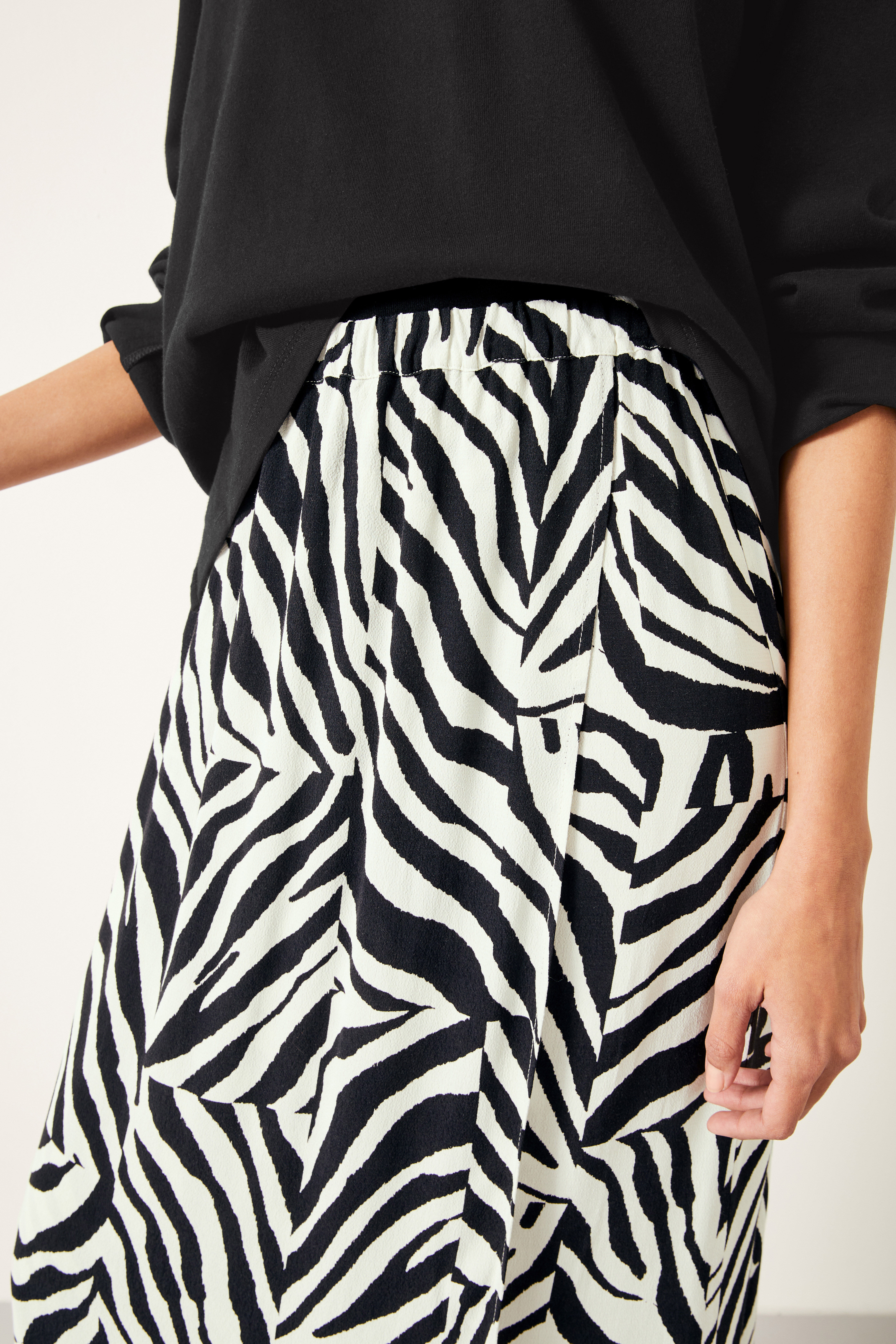 Zebra Wrap Maxi Skirt | Patchwork Zebra Black | hush