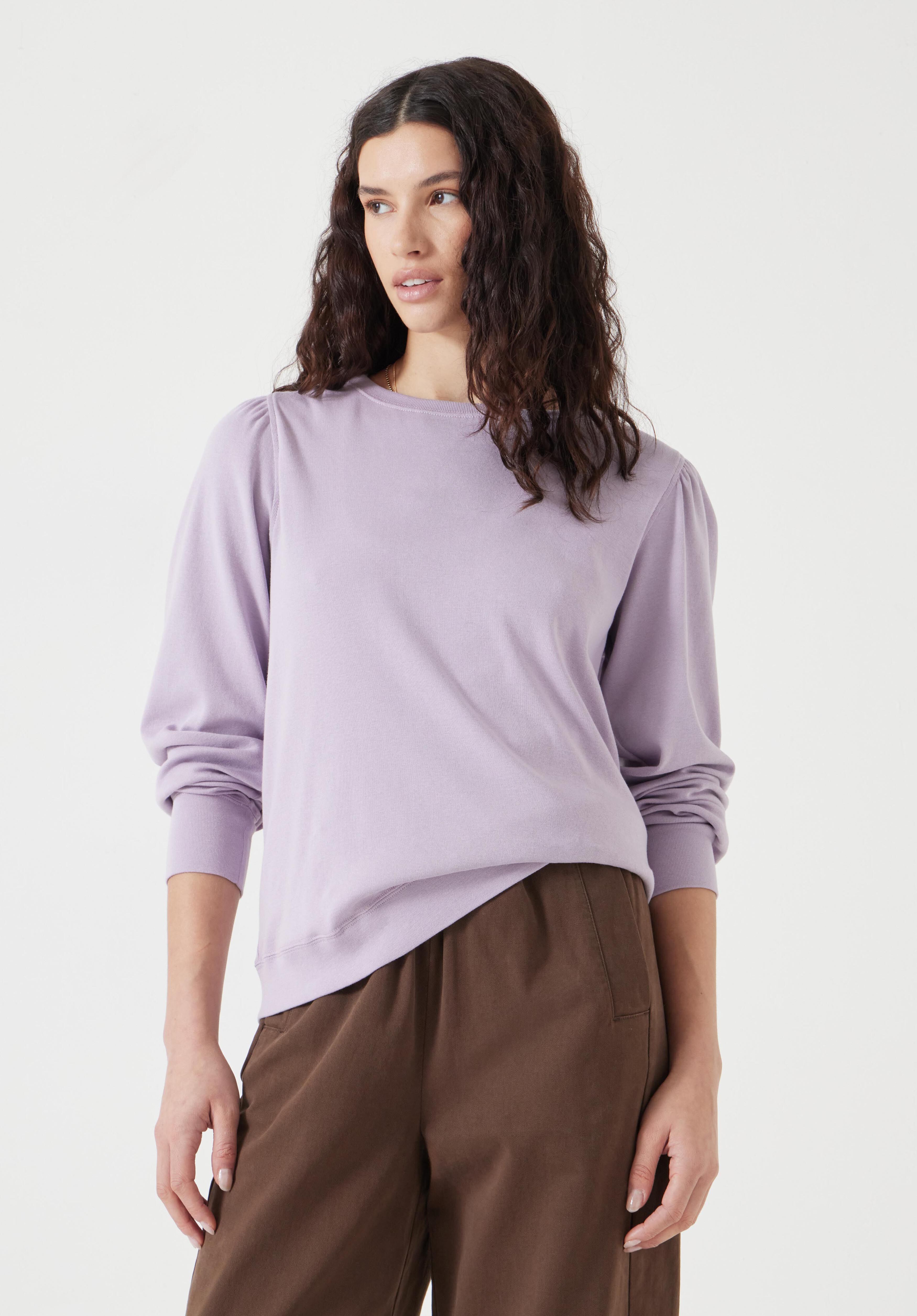 Emily Puff Sleeve Cotton Jersey Top | Dusty Lilac | hush