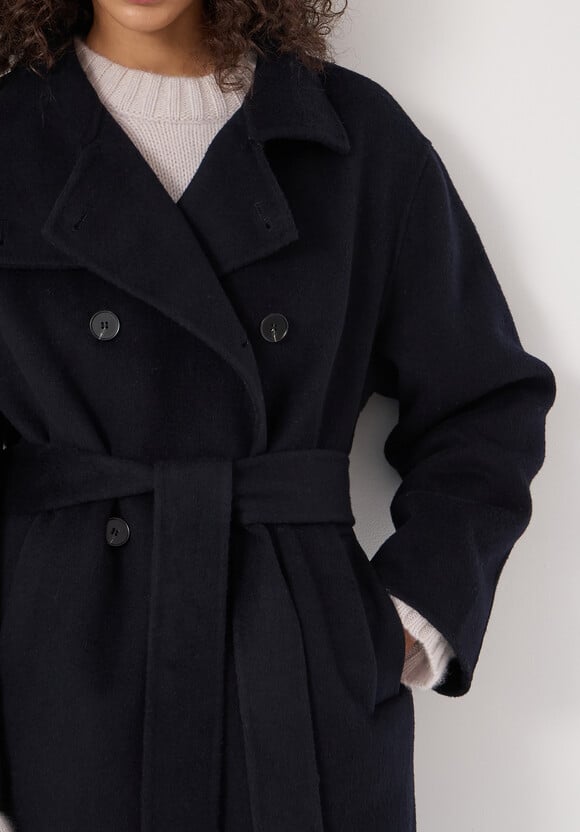 Pure Wool Belted Peacoat