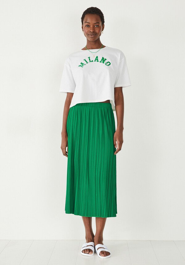 Jodie Plisse Midi Skirt