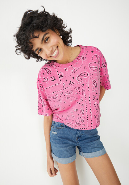 Bandana Cotton Cropped T-Shirt