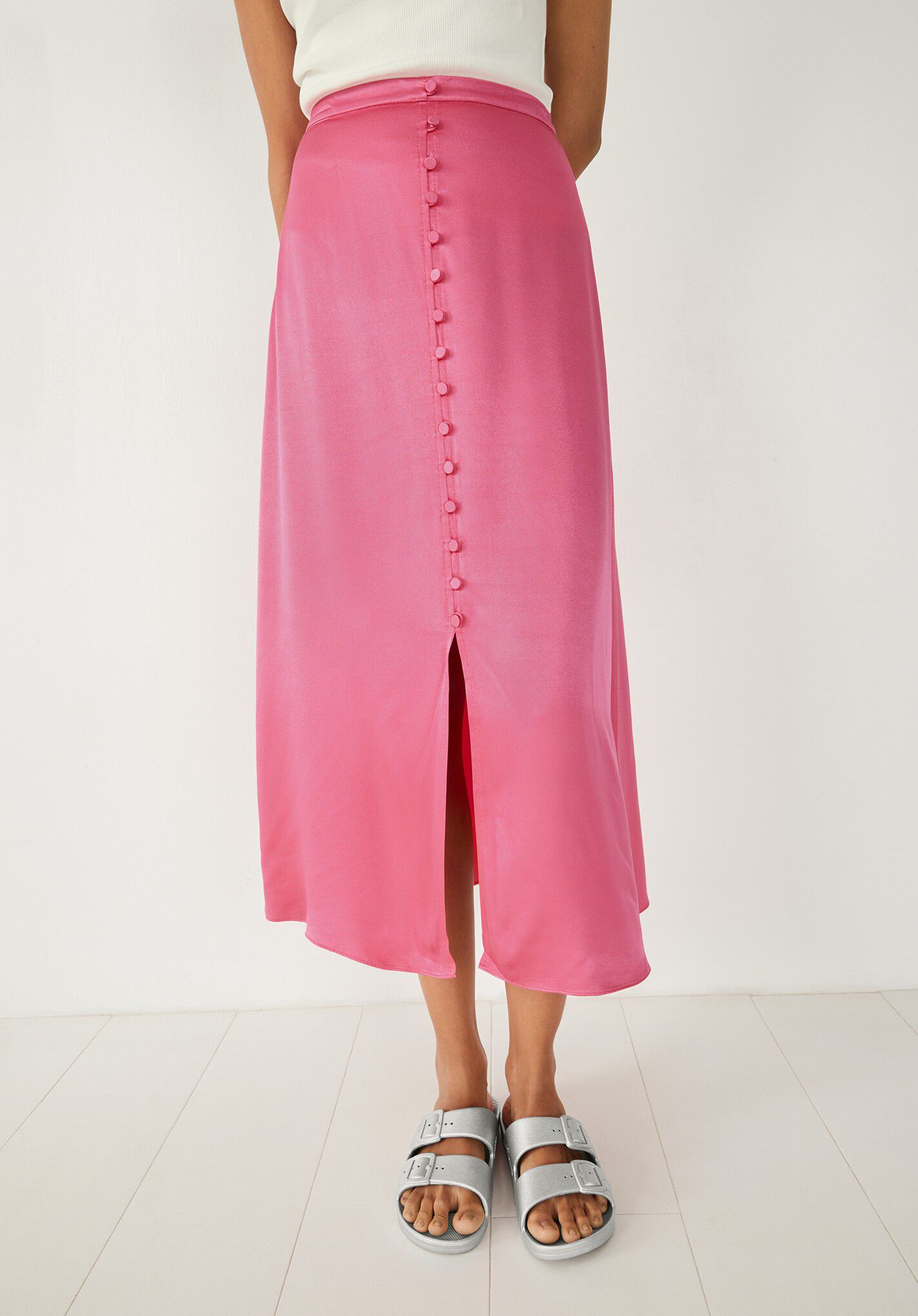 Pink midi skirt on sale shop