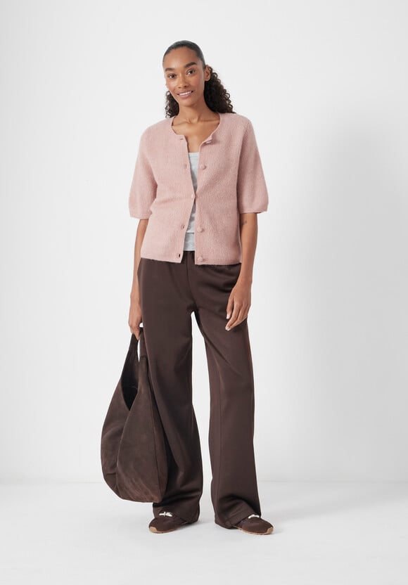 Short Sleeve Ribbed Cardigan