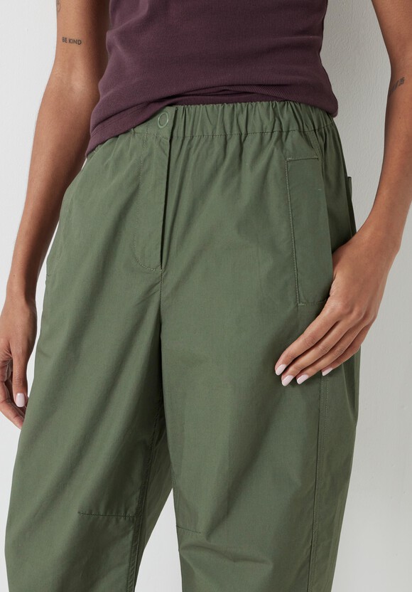 Jack Barrel Leg Pull On Lightweight Cotton Trousers
