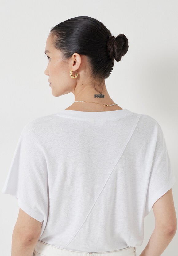 Rosalia Linen Blend V Neck T-Shirt