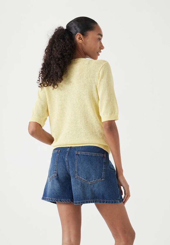 Linen Blend Short Sleeve Cardigan