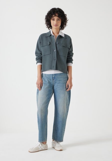 Knitted Button Through Shirt Jacket