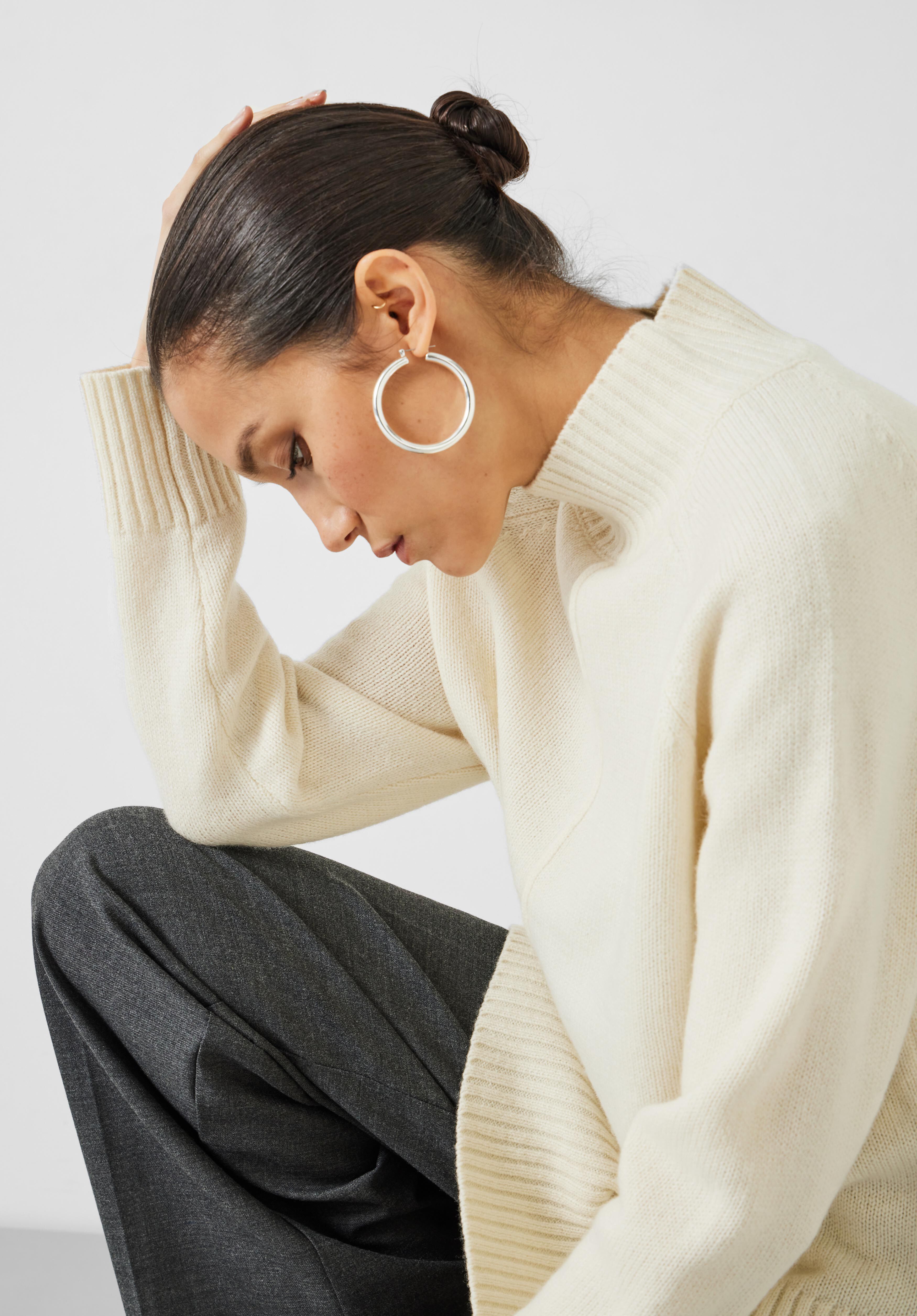 Lacy Seam Detail Jumper Ecru hush