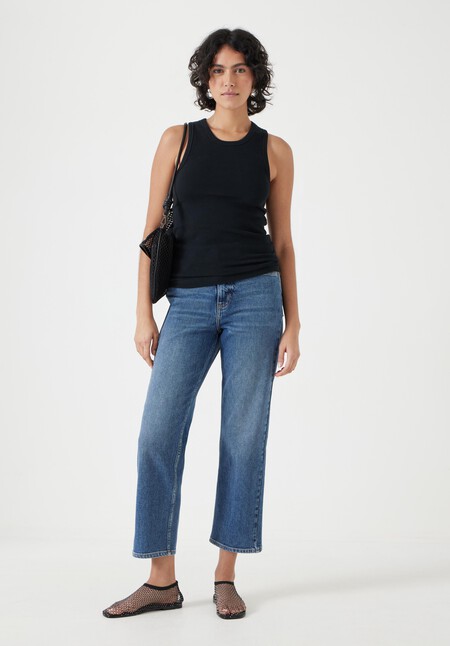 High Neck Ribbed Vest