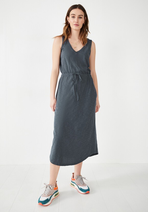 V-Neck Midi Jersey Dress