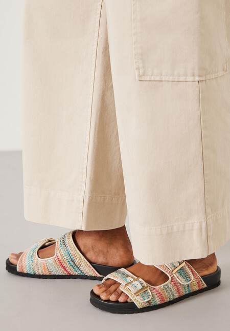 Raffia Buckle Footbed Sandals