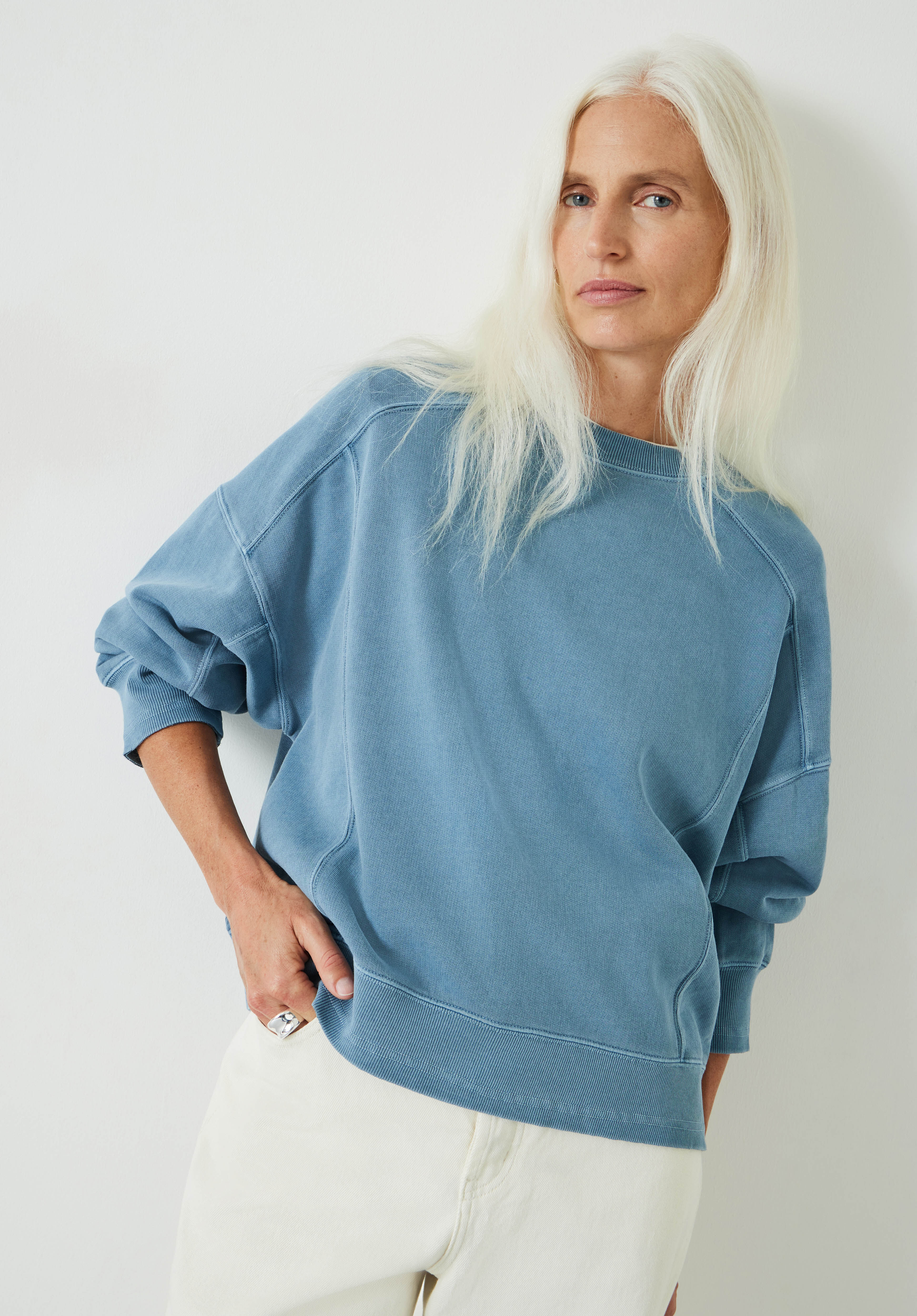 Lucy Cotton Seam Detail Sweatshirt | windward-blue | hush