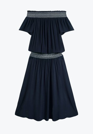 Shirred Off Shoulder Dress