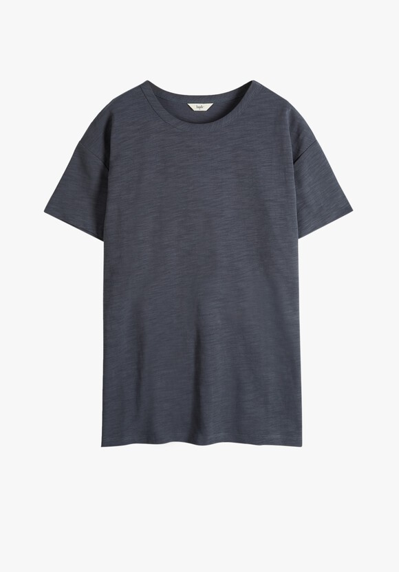 Longline Cotton T-Shirt | Crew Neck Relaxed Jersey T-Shirt | Washed ...