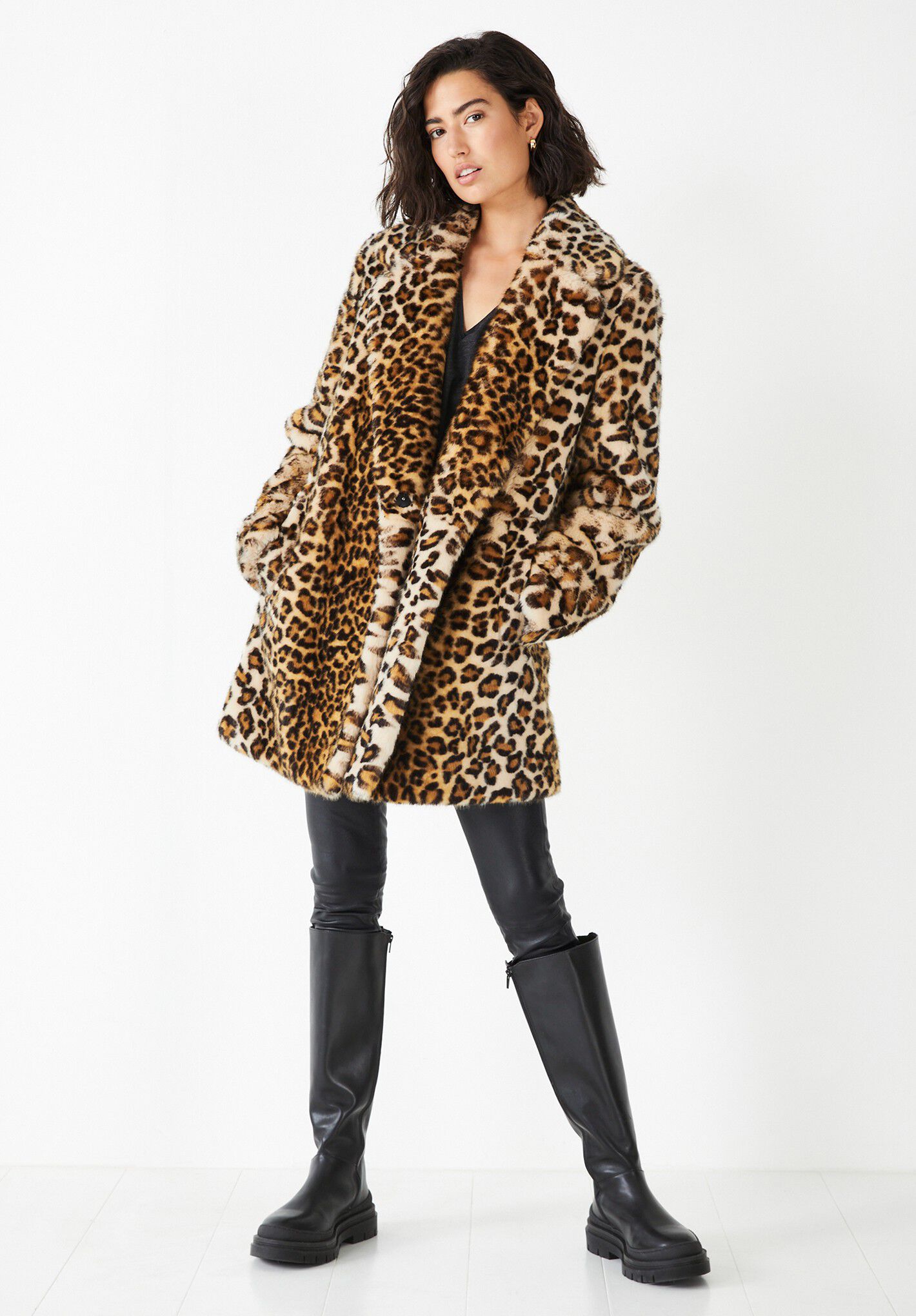 Manon Faux Fur Coat Oversized Coat Leopard Natural hush