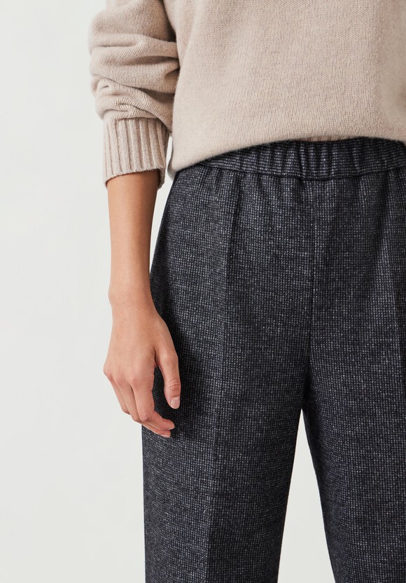 Eliz Slim Wool Blend Check Trousers