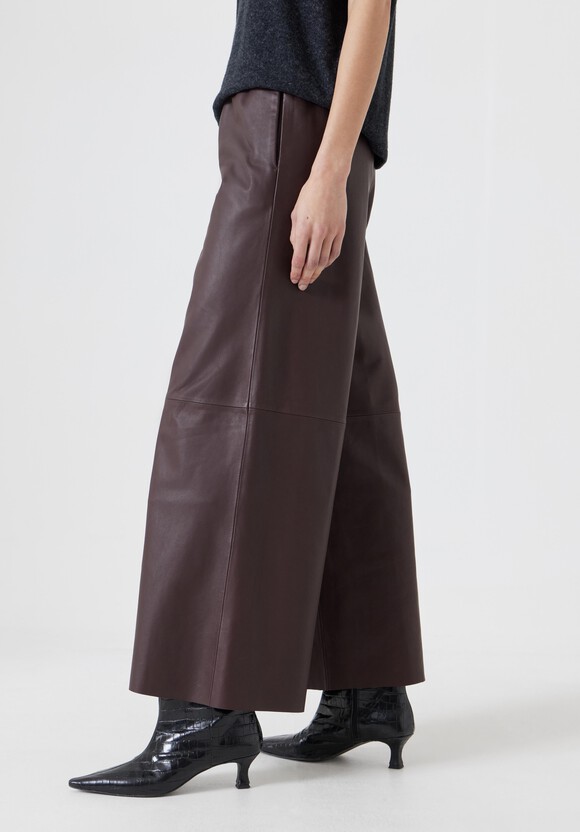 Leather Cropped Wide Leg Trousers