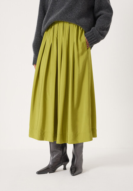 Ivy Pleated Air Flow Midi Skirt