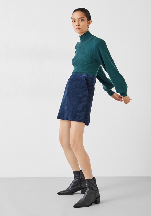 Ribbed Sleeve Roll Neck Jumper