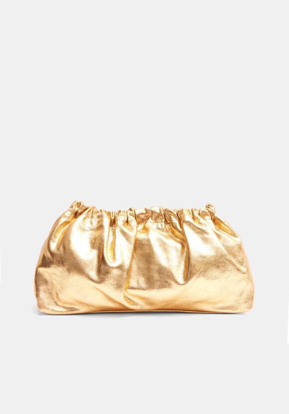 Reva Ruched Leather Clutch Bag