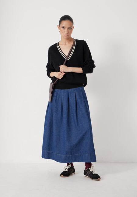 Merino Wool V Neck Stripe Jumper