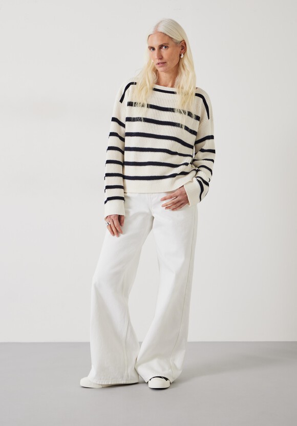 Aubrey Ribbed Boat Neck Cotton Jumper