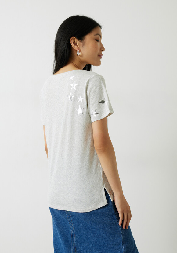 Star V-Neck Slub T-Shirt