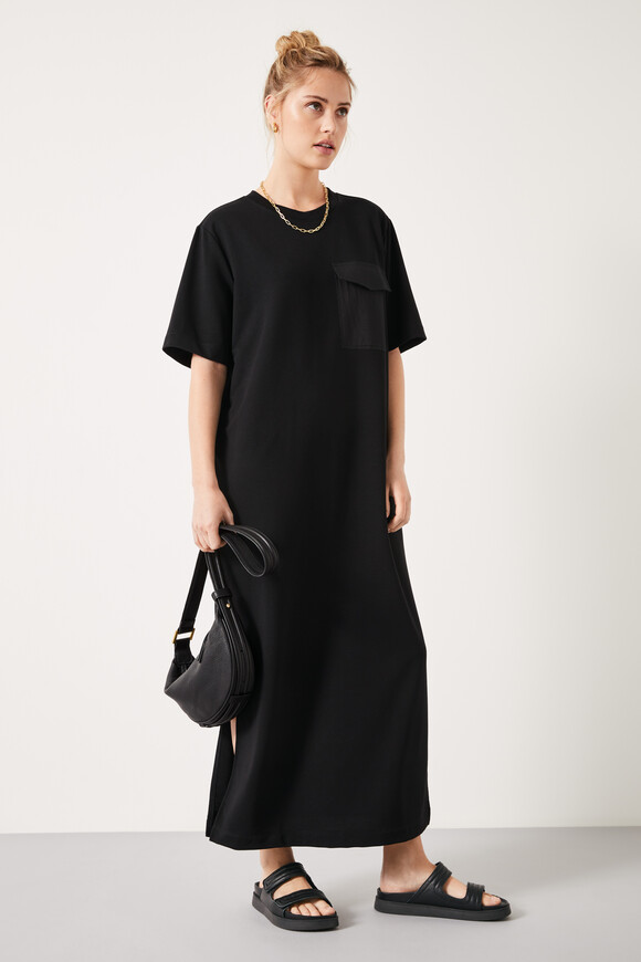 Steph Midi T-shirt Dress | Black | hush