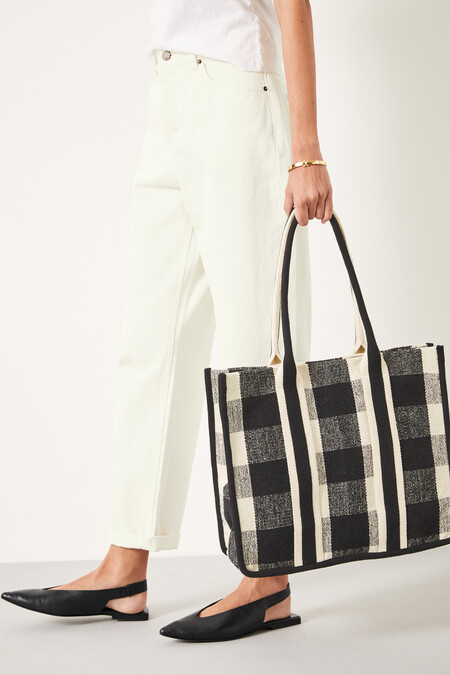 Gigi Check Textile Tote Bag
