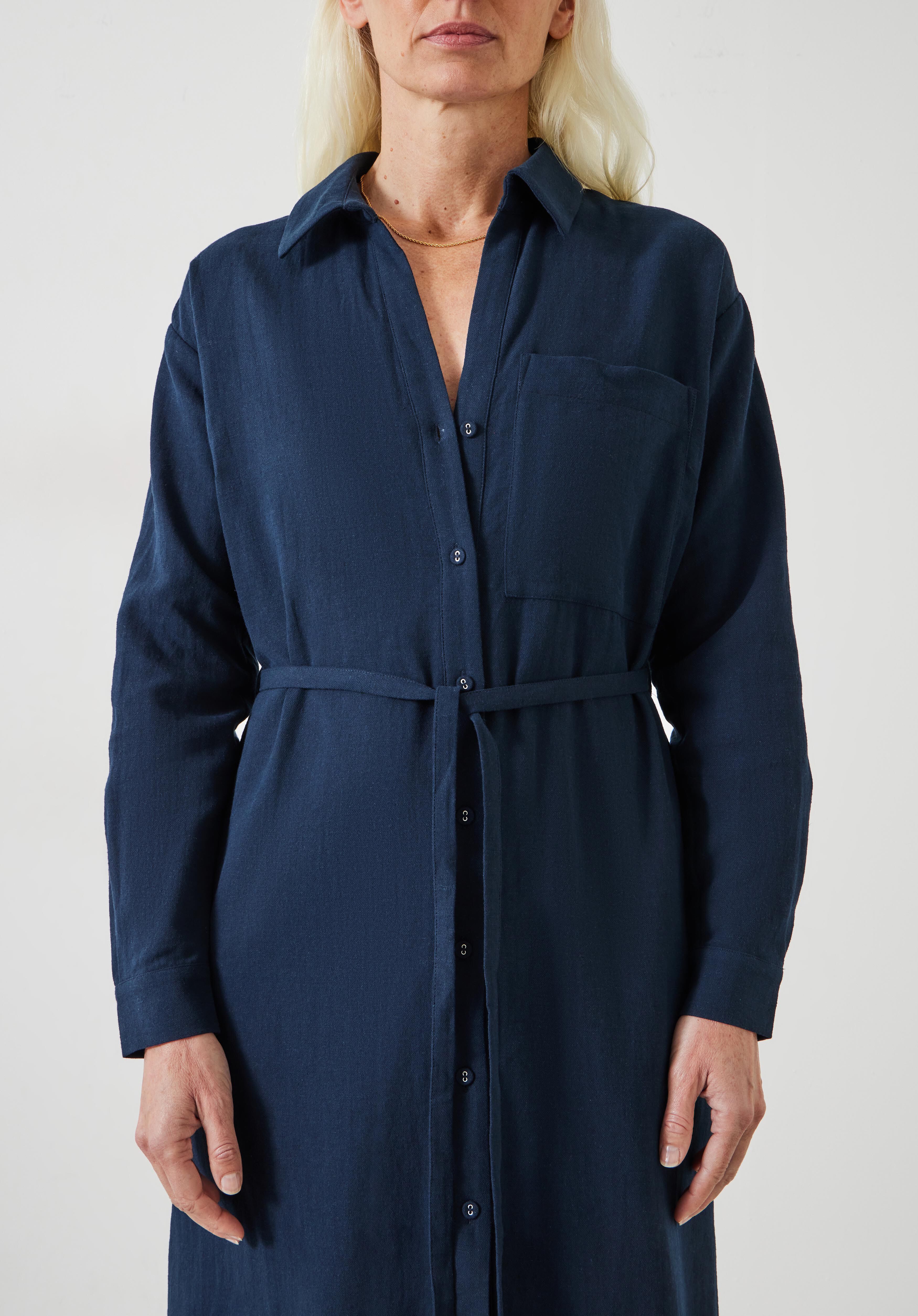 Linen maxi shirt dress best sale