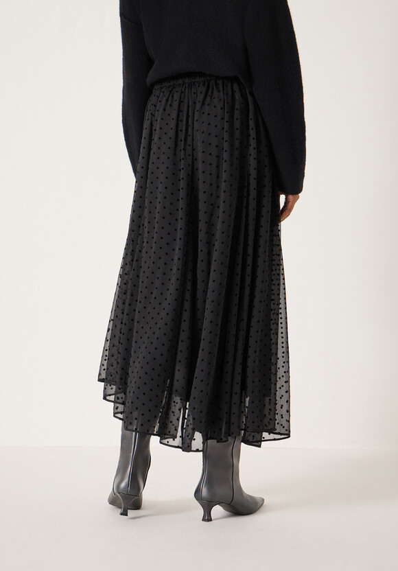 Asymmetrical Flocked Spot Skirt