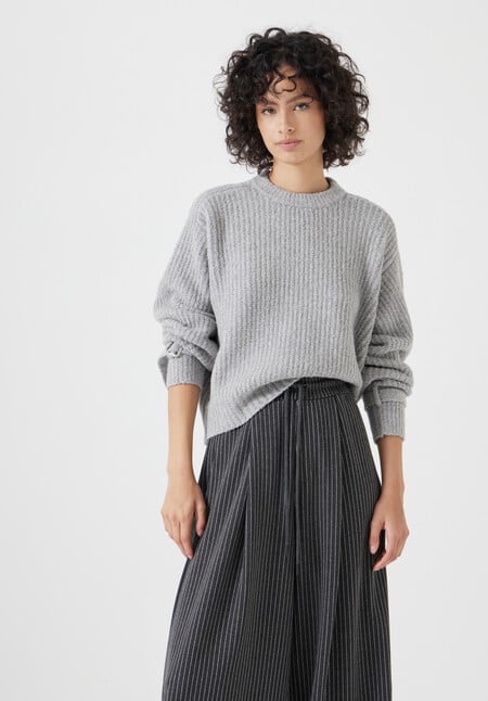 Tie and Buckle Detail Textured Knitted Jumper