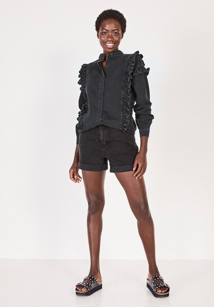 Frilled Denim Blouse