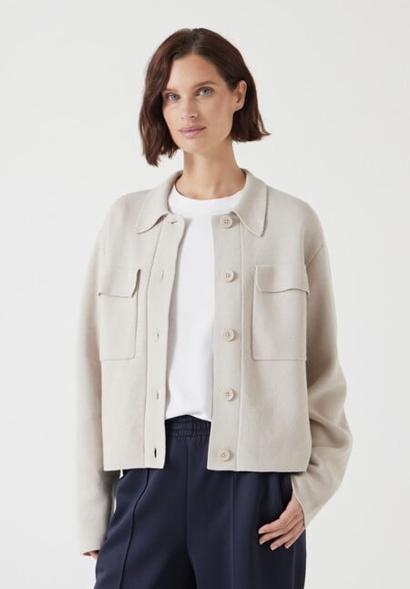 Knitted Button Through Shirt Jacket