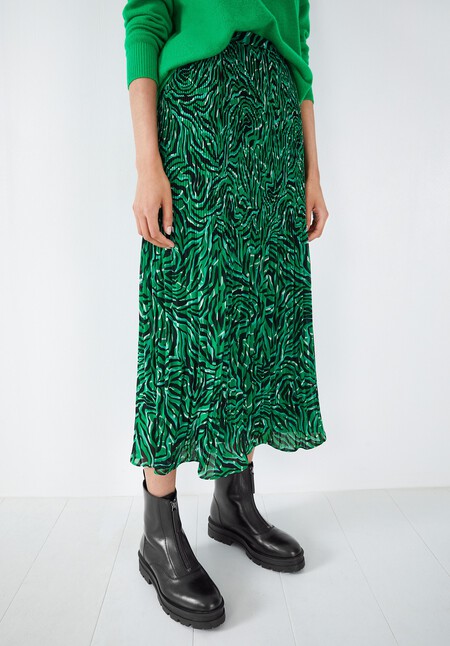 Mavis Pleat Midi Skirt