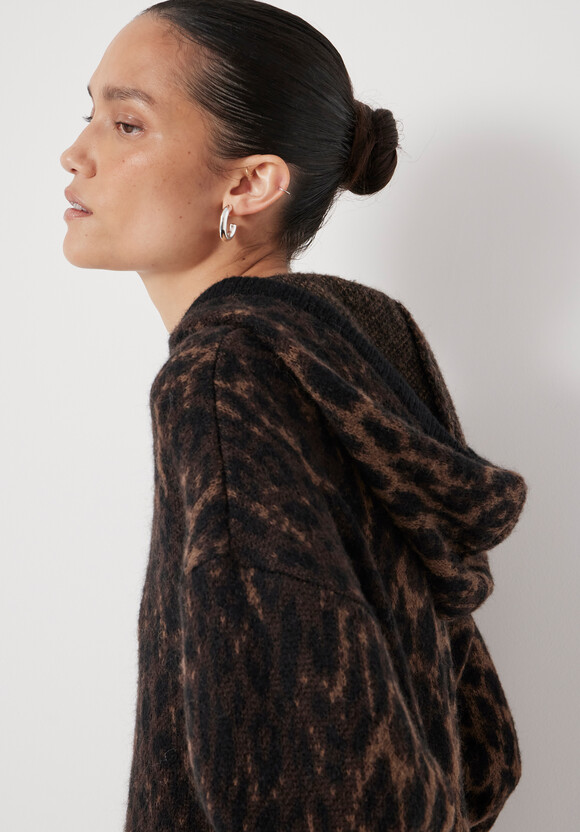 Animal Jacquard Hoodie with Mohair