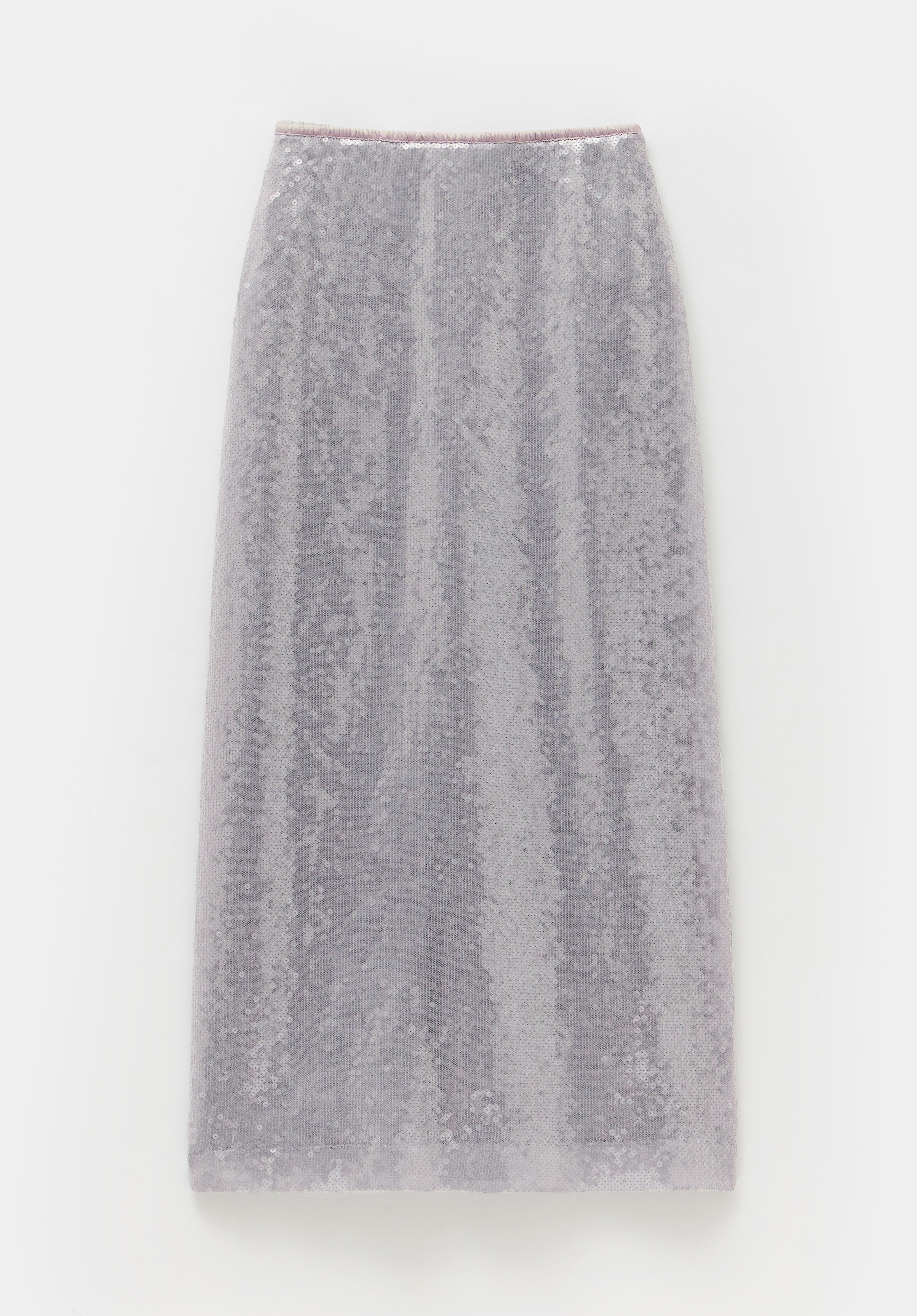 Anais Sheer Sequin Midi Skirt Opal Grey hush