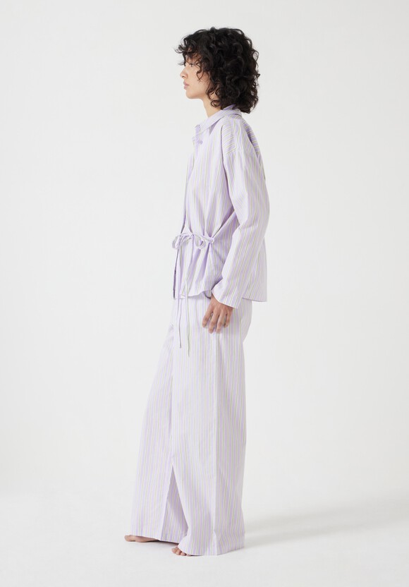 Cotton Poplin Stripe Trouser Pyjamas Set
