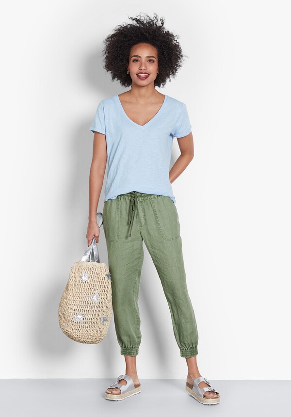Cropped Linen Joggers
